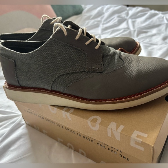 Toms Brogue Dark grey leather/washed canvas shoes - Picture 9 of 9